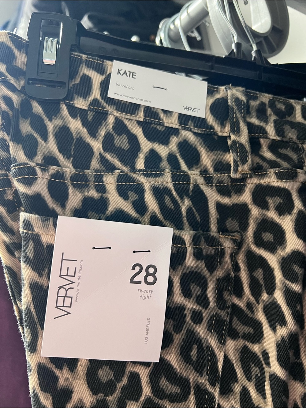 Leopard Print Barrel Leg Jeans - Vervet - Picture 4 of 4